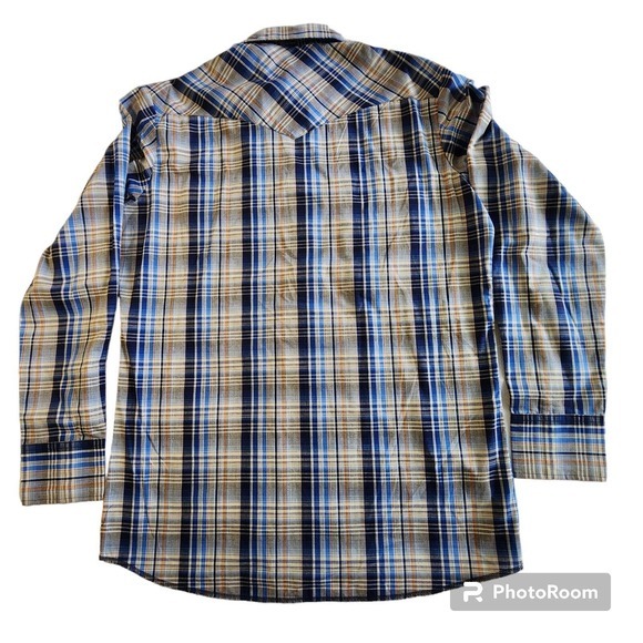 NEW Wrangler L-Tall Pearl Snap Long Sleeve Cotton/Poly‎ Western Cowboy Plaid NWT - Picture 3 of 4